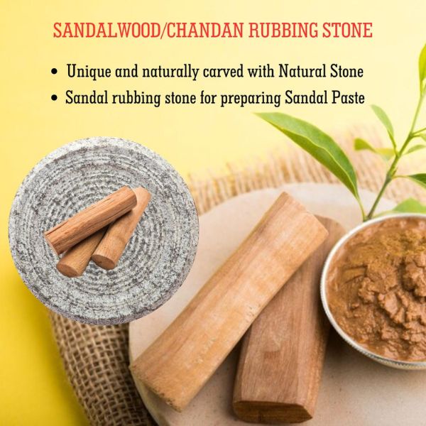 CRUZUN Turmeric Pestle - 4" Inch Tumeric/Sandalwood - Traditional Natural Grinding Stone Chandan/Manjakal Mortar Stone Vasambu Kal for Baby Medicine,Haldi Rubbing Stoneware