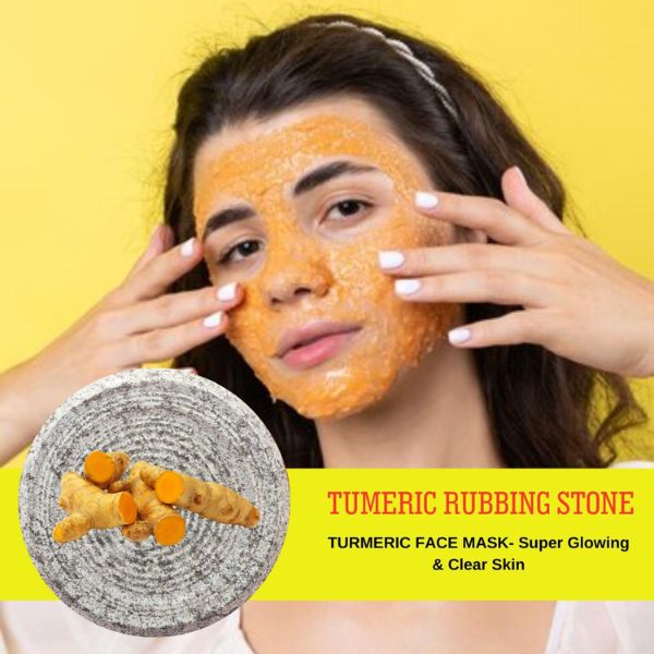 CRUZUN Turmeric Pestle - 4" Inch Tumeric/Sandalwood - Traditional Natural Grinding Stone Chandan/Manjakal Mortar Stone Vasambu Kal for Baby Medicine,Haldi Rubbing Stoneware