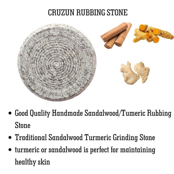 CRUZUN Turmeric Pestle - 4" Inch Tumeric/Sandalwood - Traditional Natural Grinding Stone Chandan/Manjakal Mortar Stone Vasambu Kal for Baby Medicine,Haldi Rubbing Stoneware