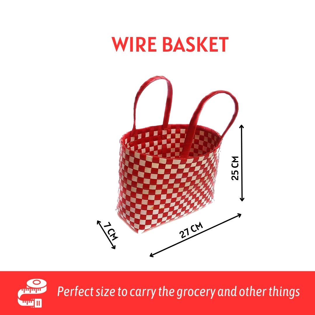 Cruzun Wire Basket - Shopping Plastic Basket With Handle - Multipurpose Rectangular Storage Basket - Picnic Plastic Basket - Storage Basket For Kitchen, Vegetable And Fruits